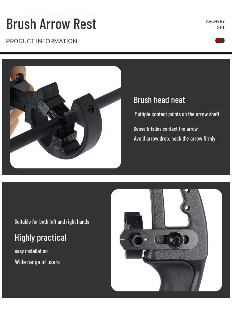 SP2000 Compound Bow Accessories: Shock Absorber, Five-Pin Sight, Whisker Biscuit Arrow Rest, Wrist Sling.