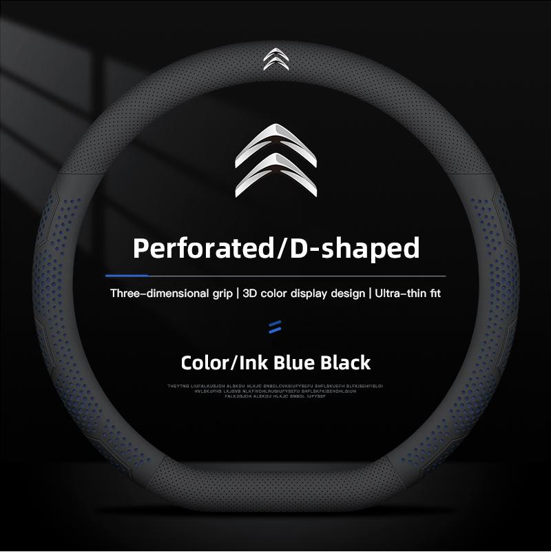 38cm Leather Car Steering Wheel Cover For Citroen C4 C3 C2 C1 DS3 Xsara Picasso Auto Steering Wheel Cover Car Interior keychain