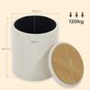Chenille Storage Ottoman with Lid, Round Stool, Beige