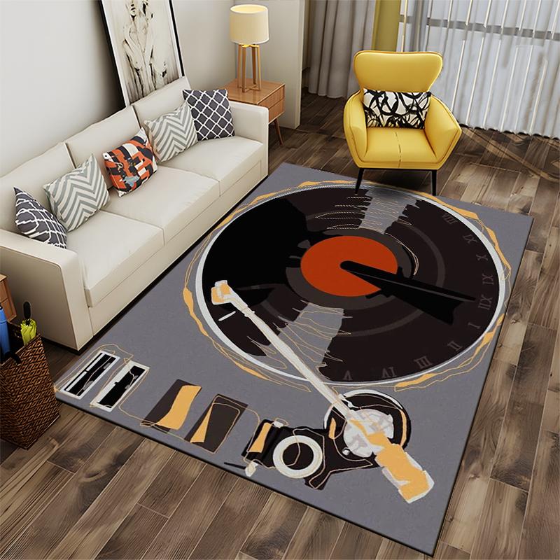 Vintage Record Player Illustration Rug - Non-slip rug suitable for living room and bedroom sofas