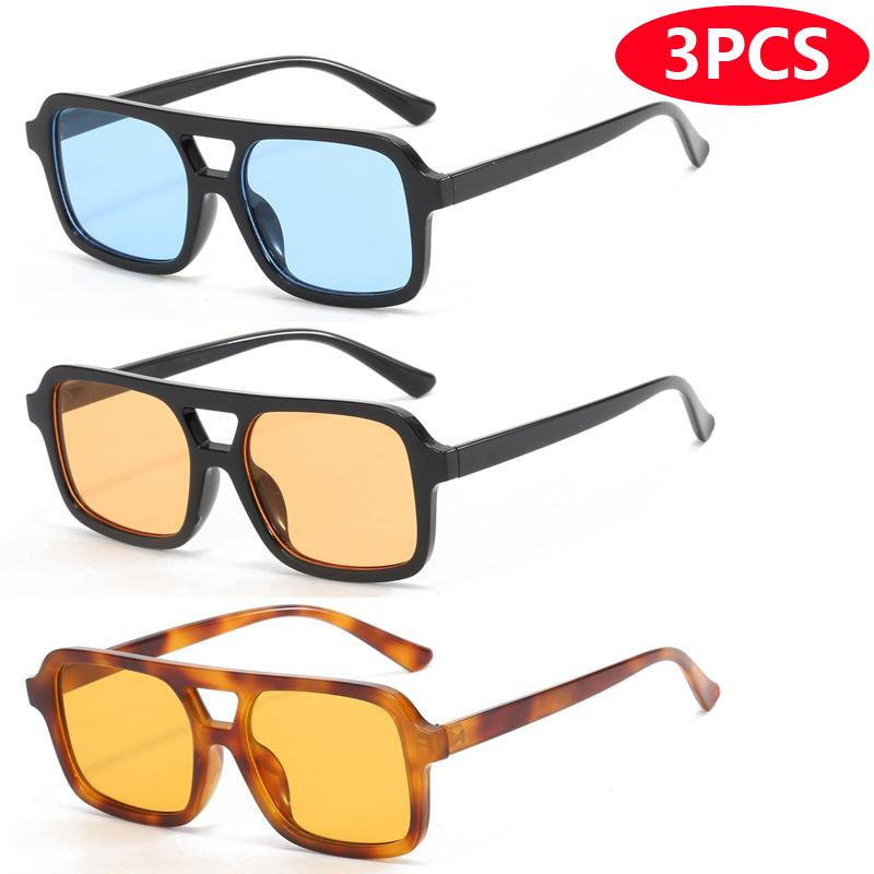 3pcs/6pcs Latest Parallel Bars Versatile Sun Glasses Vintage Retro Fashionable Outdoor Use Sunglasses Riding UV Protection Eyeglasses Women