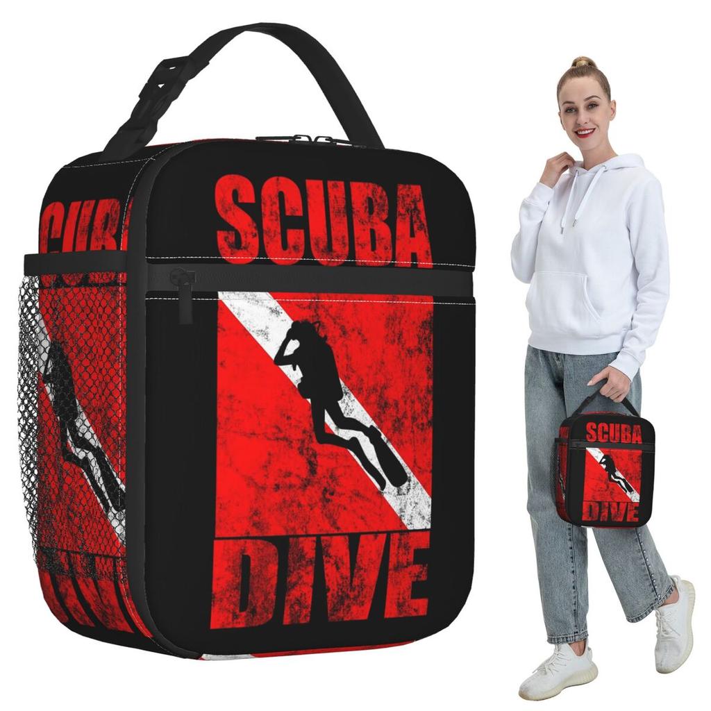 Scuba Dive Diver Down Flag Diving Gear Insulated Lunch Bag for Women Office Cooler Thermal Food Box Tote Lunch Boxes Container