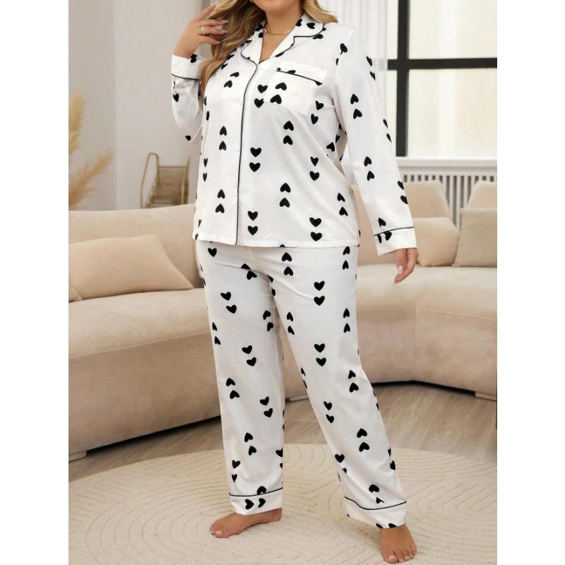 Spring and Autumn Women Pajamas Home Wear Waffle Cardigan Long Sleeve Trousers Fat Pajamas Home Wear