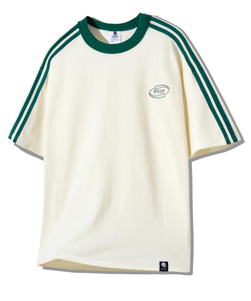 GHOST REPUBLIC Line Oversized Track Short Sleeve T-Shirt Gt-365_Cream