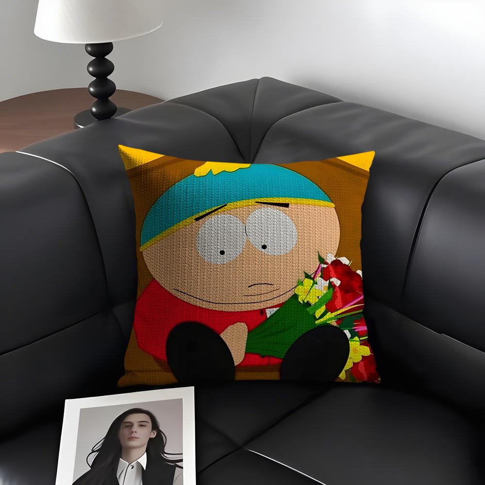 Funny SSouth ParkK Cartoon Cushion Cover Natural Linen Organic Fabric DoubleSided Printing Sofa Home Decor Gift Pillow Case
