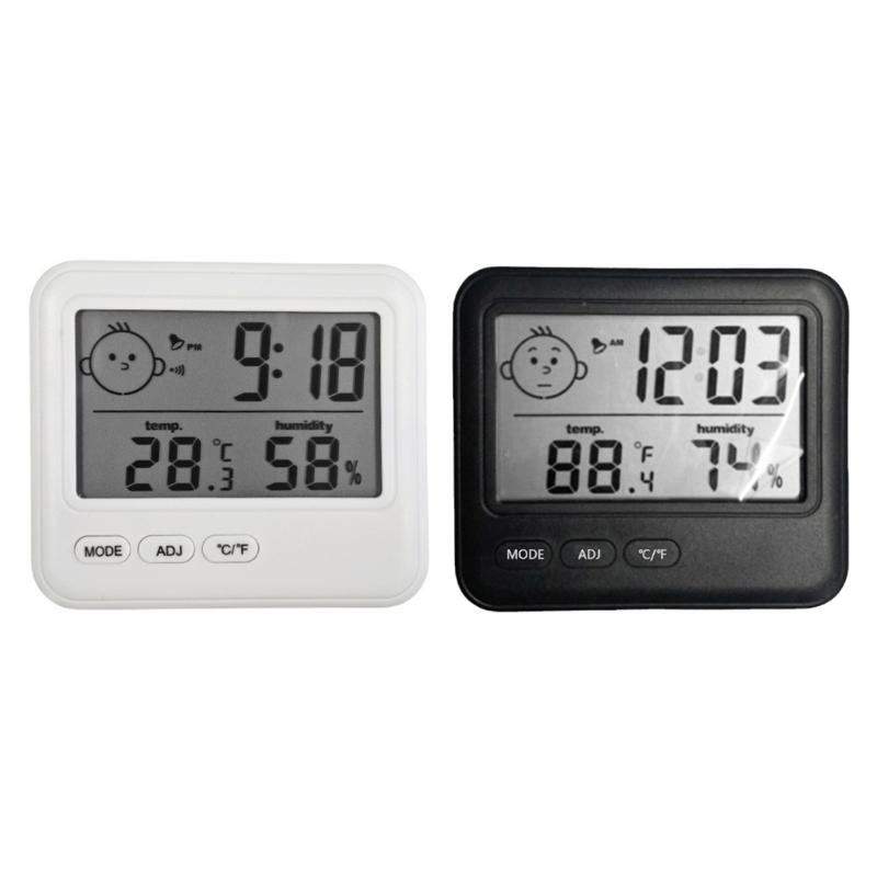 Digital Hygrometer Guage with Temperature and Humidity and Colck with Large Screen and Smile Feedback for Home Use