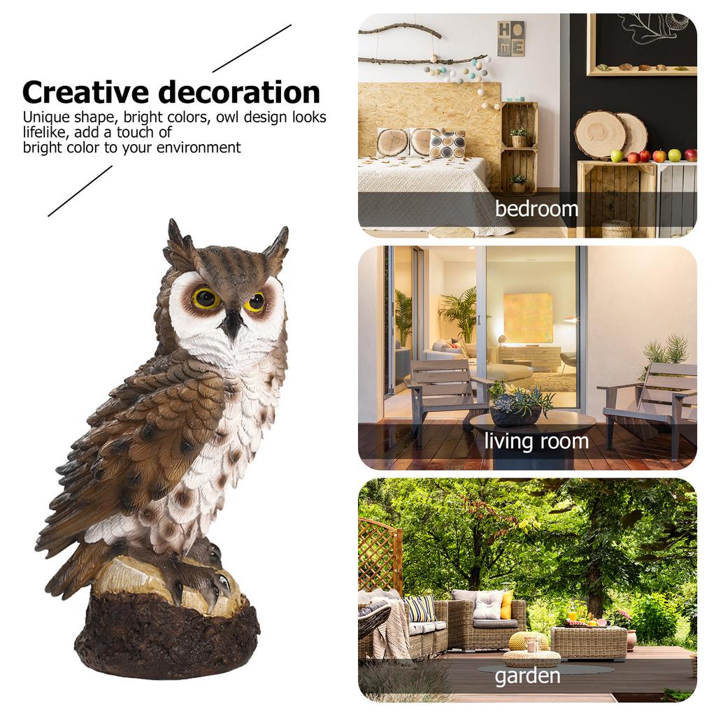 Resin Owl Statue Fake Owl Outdoor Sculpture Garden Decor Bird Garden Sculpture Home Decor Lucky Owl Craft for Living Room Office