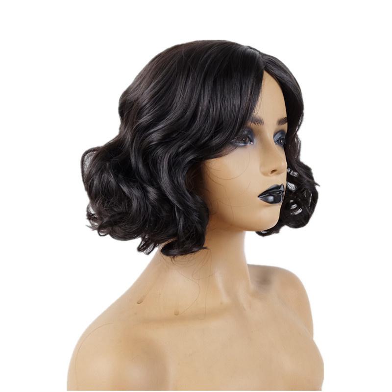 

Синтетический короткий парик для женщин винно-красный кудрявый парик боб прическа с боковым пробором косплей Хэллоуин карнавальная вечеринка женский парик