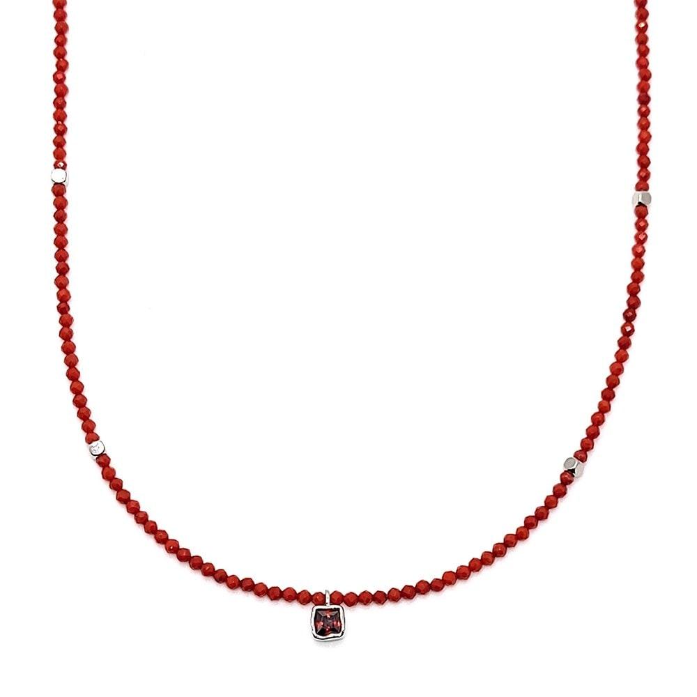 Slim Gemstone Coral Necklace