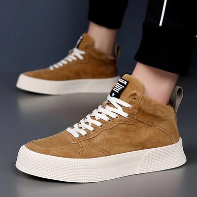 Mode Italienische Herren Retro Echtleder Schuhe Dicke Sohle Mid Top Paar Stiefeletten Lässige Herbst/Winter Outdoor Stiefel Runde Zehenstiefel