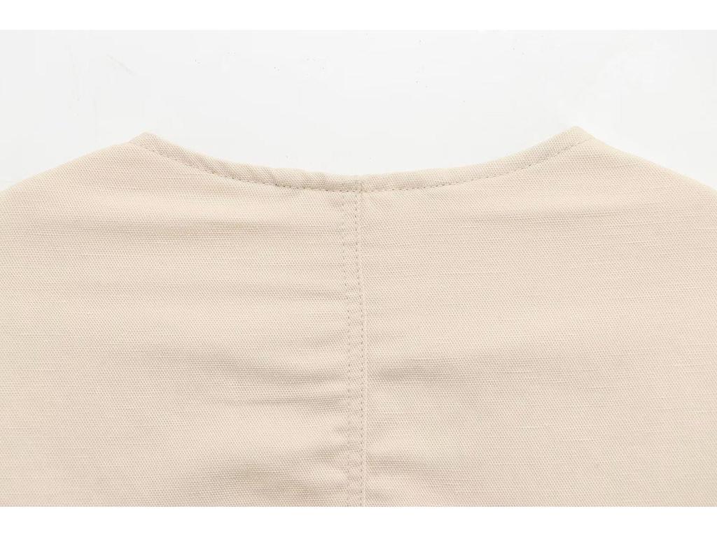 2025 Spring Women's European & American Style Linen Blend Bomber Jacket