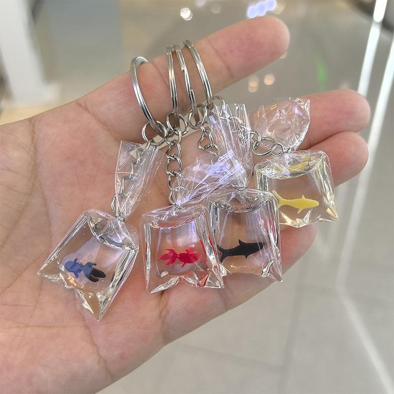 Creative Simulation Goldfish Carp Keychain Personalized Transparent Fish Keychain Pendant Exquisite Backpack Decoration Gifts