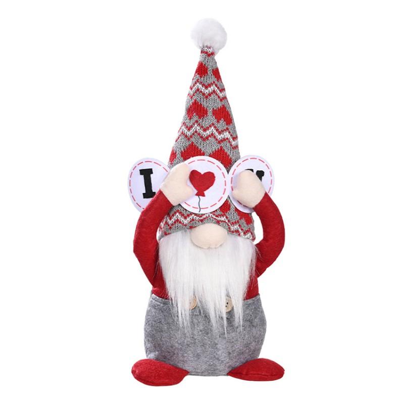 Valentine's Day Glitter Gnome Plush Elf Decorations Mr and Mrs Handmade Scandinavian Tomte for Valentine's Day Home Decoration