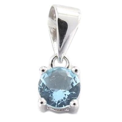[J9538] - Aquamarine 'Essential' Silver Pendant 5 Mm