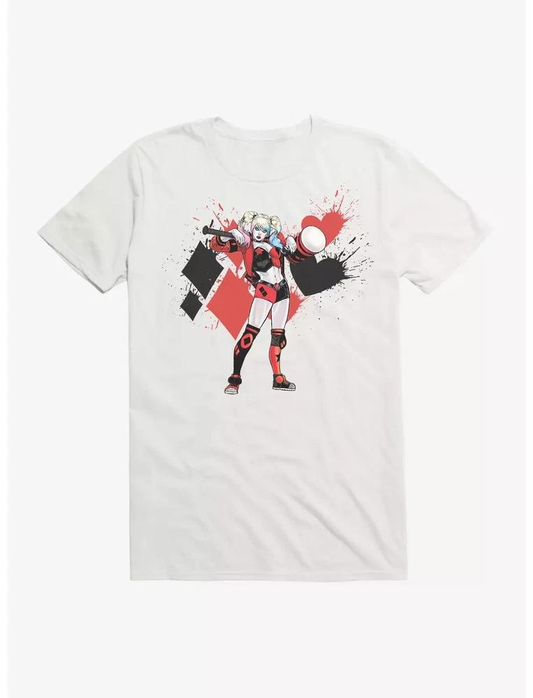 Comics BatUnisex Harley Quinn Diamond Hearts White TShirt S