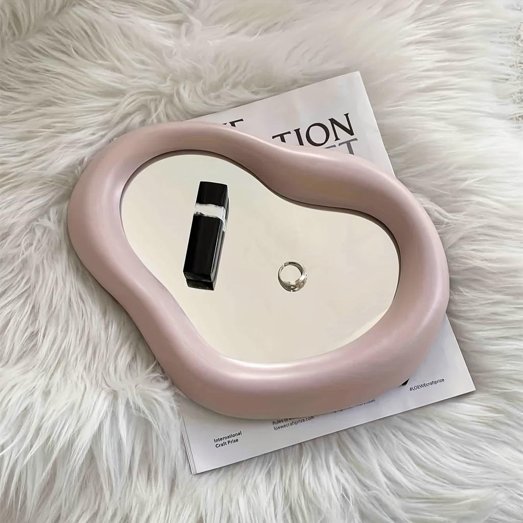 Keramik Unregelmäßiger Make-up-Spiegel, Schlichter Ästhetischer Tisch-Schminkspiegel für Schlafzimmerdekoration