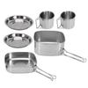 6Pcs Camping Cookware Set Portable Stainless Steel Cooking Kit with Pot and Pan for Outdoors Picnic Hiking CW 304 6