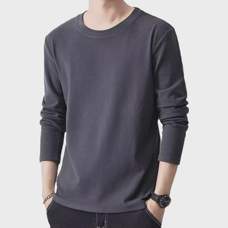 Maglietta calda a maniche lunghe in velluto tedesco slim-fit da uomo con scollo tondo per autunno/inverno