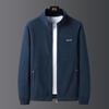 Men's Autumn Korean Style Stand Collar Velvet Jacket with Lambswool and Zipper Welt Pockets