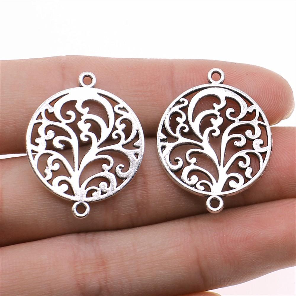 10pcs Charms Motif Antique Silver Color Motif Pendant Charms Flower Charms For Jewelry Making