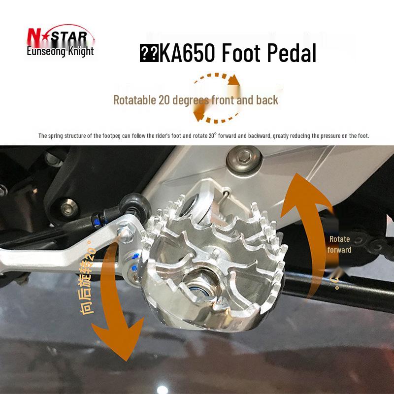 N-STAR Beast 650 Stainless Steel Rotating Foot Pegs - Wide Nail Surface for Motorcycles