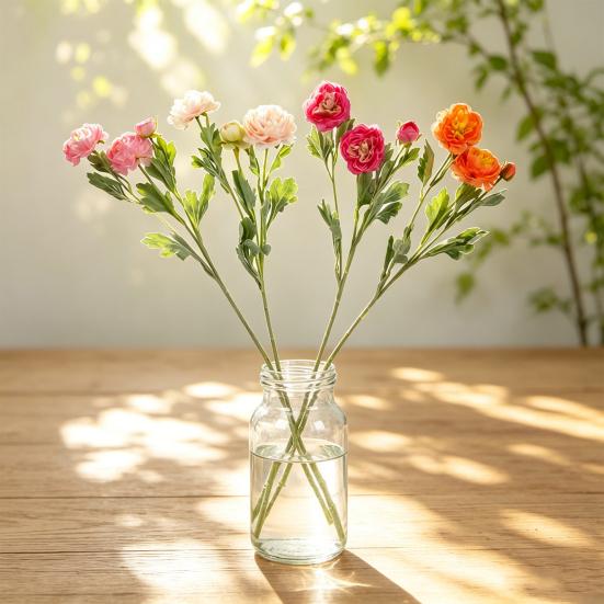 Fiore di Peonia Artificiale con 2 Fiori Doppi e 1 Bocciolo Ramo di Peonia Finta con Gambo per Bouquet da Sposa Fai-da-te Centrotavola per Casa Ufficio