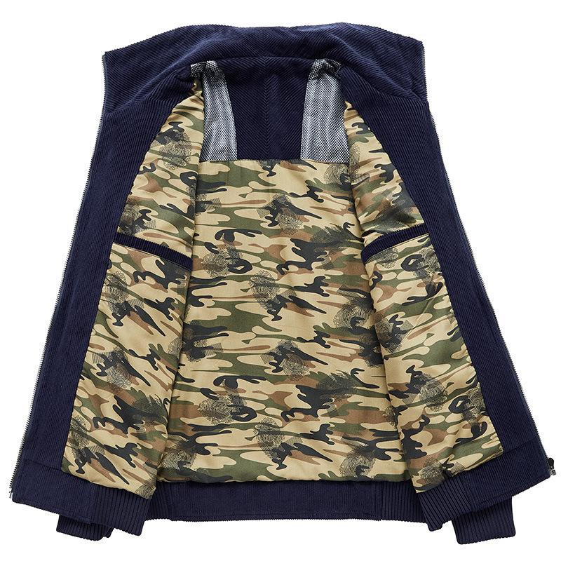 Stand Up Collar Jacket, Men's Spring and Autumn Corduroy Casual Men's Top