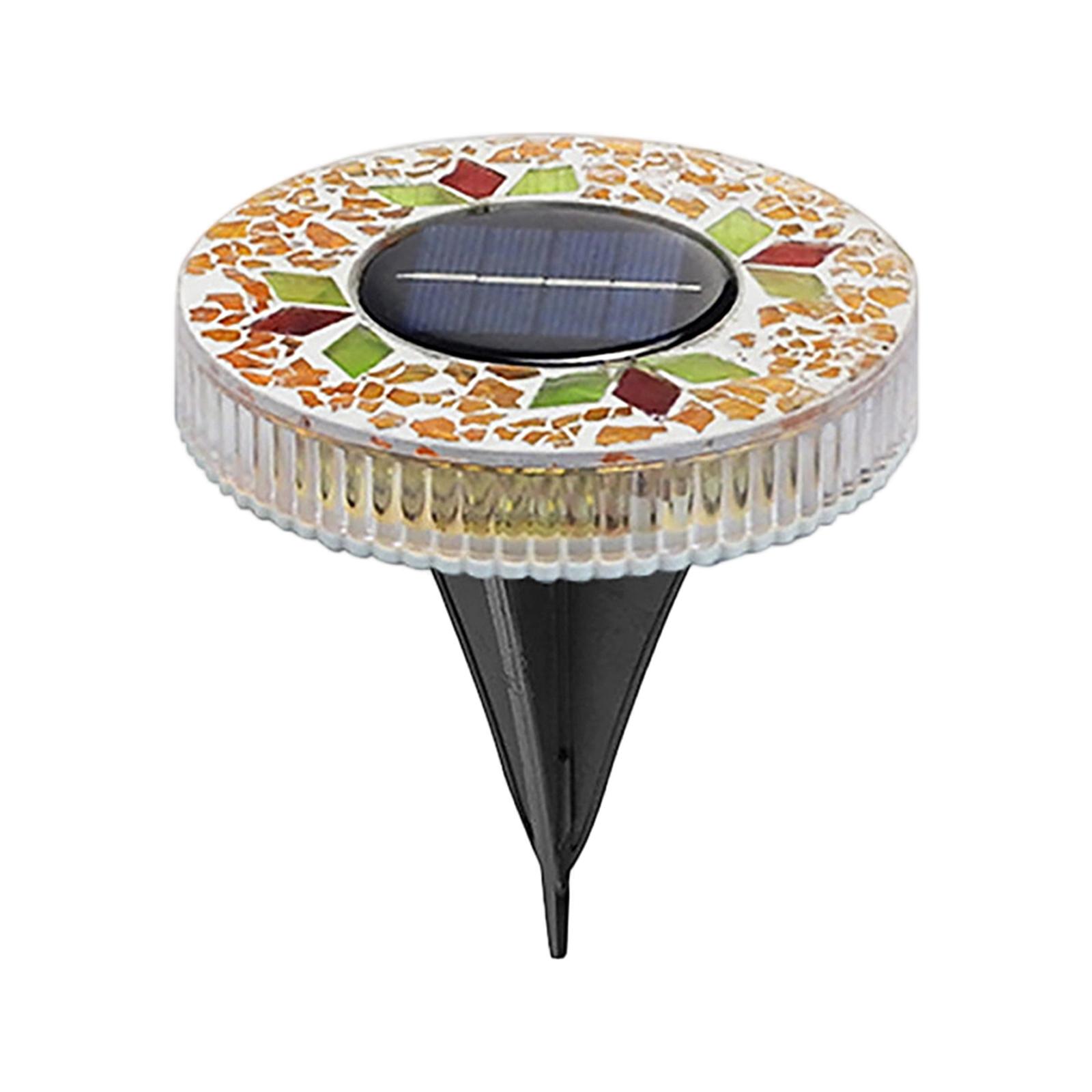 

Solar Mosaic Ground Light Outdoor Waterproof Garden Pathway Decorative Landscape Stake Lamp with Solar Panel and Durable Spike One Size жовтий