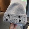Girls Handcrafted Water Drill Wool Hat With Knit Design For Autumn Winter Kids Fashion