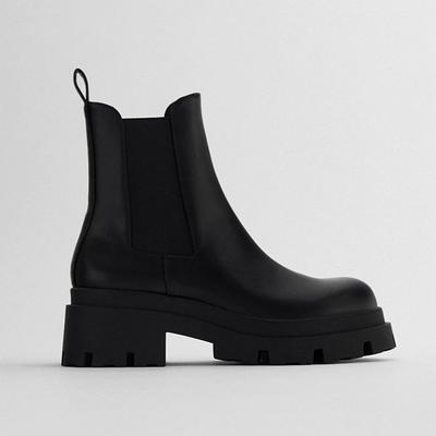 Fashion Punk Style Platform Ankle Boots Women 2024 Autumn Winter Thick Sole Motorcycle Boots Woman Black PU Leather Knight Botas Mujer