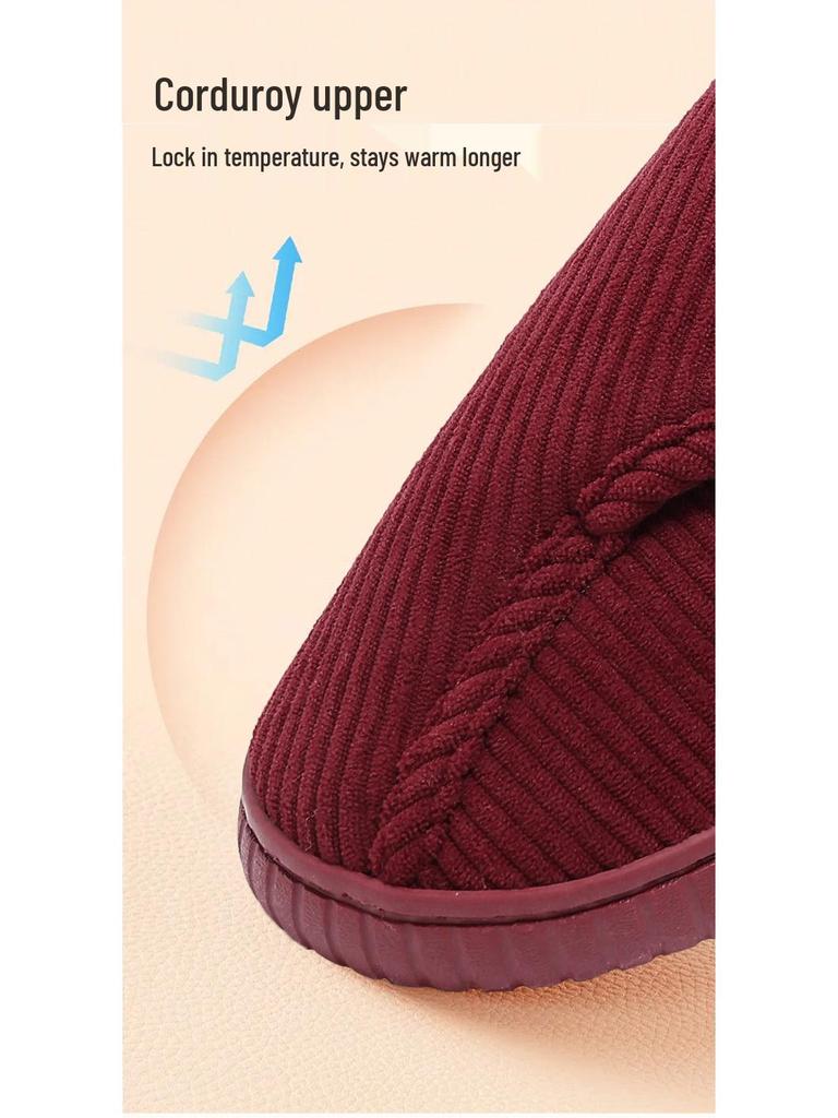 Winter Baumwollpantoffeln mit rutschfester Sohle für Mittelalte und Ältere - Plüsch, Warm, Dicke Sohle für Damen und Herren