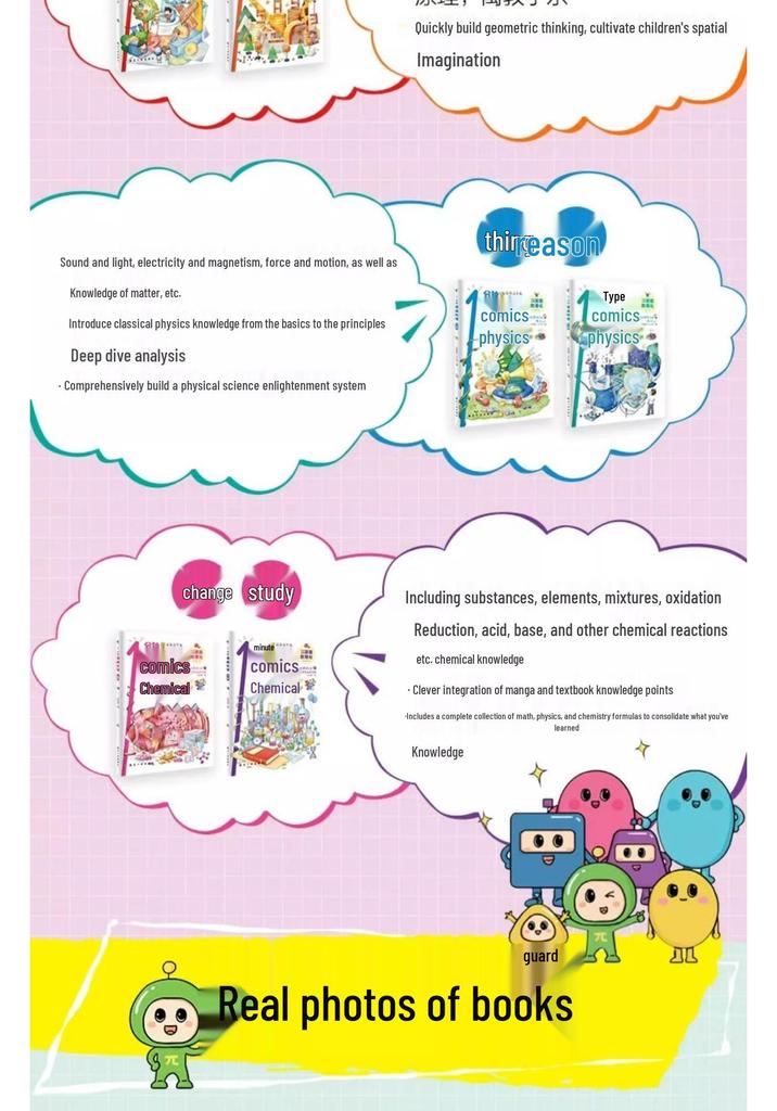 Douyin-Stil Ein-Minuten-Comics: Mathe, Physik, Chemie - 6-bändiges Set für wissenschaftliche und Denkfähigkeiten von Kindern.
