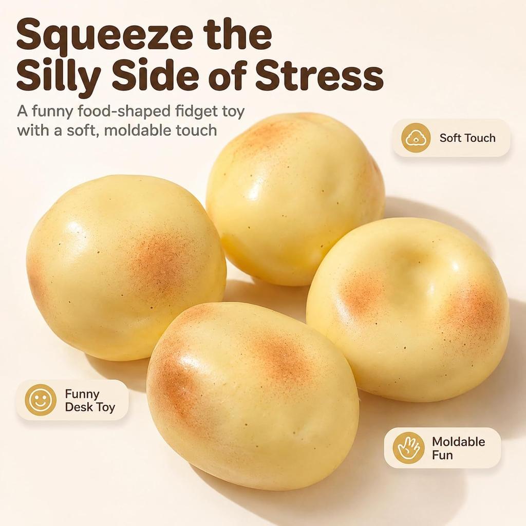 Soft Squeeze Ball Simulation Soft Potato Block Stress Relief Toy Coconut Oil Scented Durable Squeeze Ball for Kids Adults