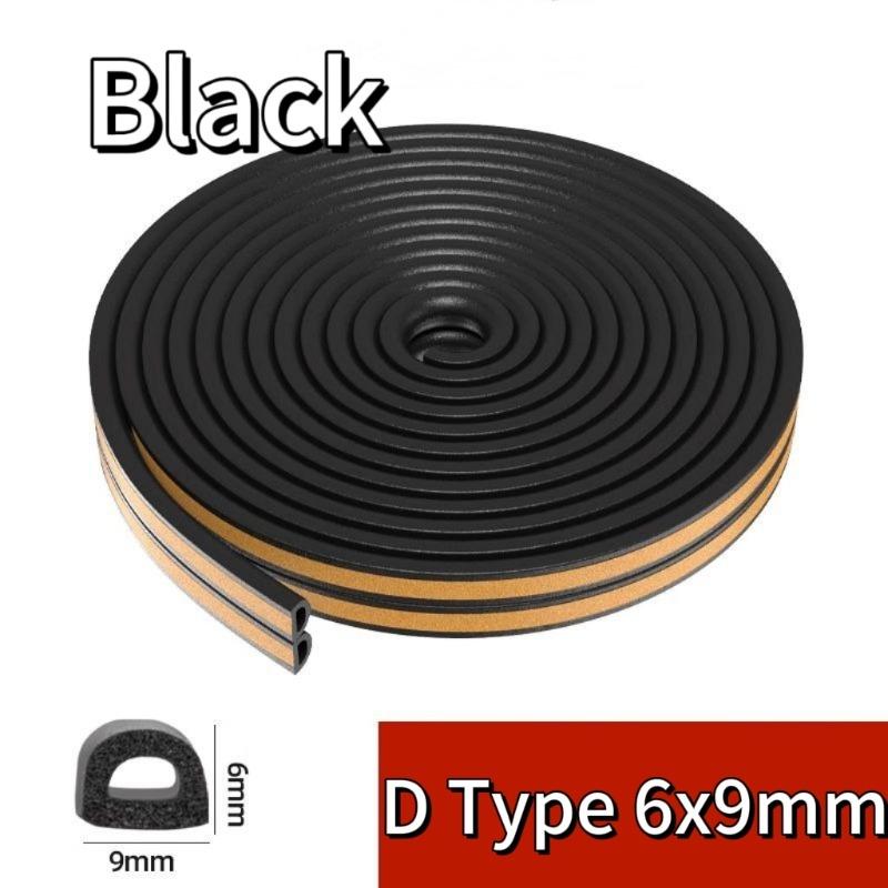 5M/10M Self Adhesive D Type Doors and For Windows Foam Seal Strip Soundproofing Collision Avoidance Rubber Seal Collision Foam