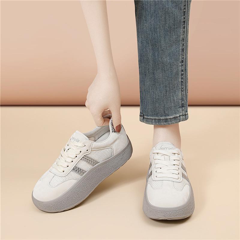 Popular Korean German training shoes women's fashion new versatile casual white shoes lace-up muffins retro sneakers women's shoes
