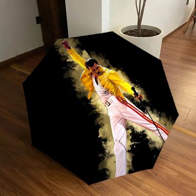 1pc Freddie Mercury, Iconic Performance Automatic Folding Umbrella, Portable Collapsible Design, Casual Outdoor Accessory L1202049
