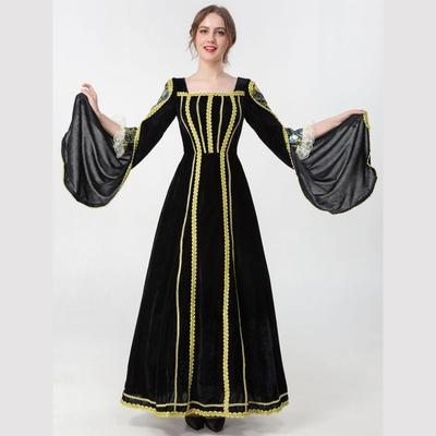 Halloween European Medieval Vintage Court Dress Noble Queen Velvet Dress Stage Costume