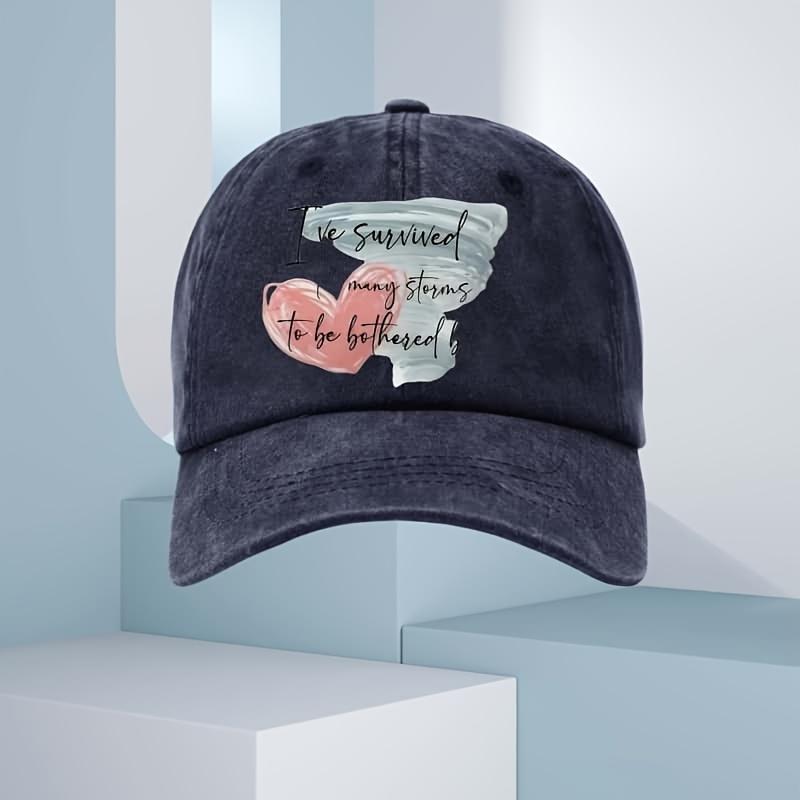 Ladies' Heart-shaped and Tornado Printed Baseball Cap; Suitable for All Seasons, Available In Multiple Colors