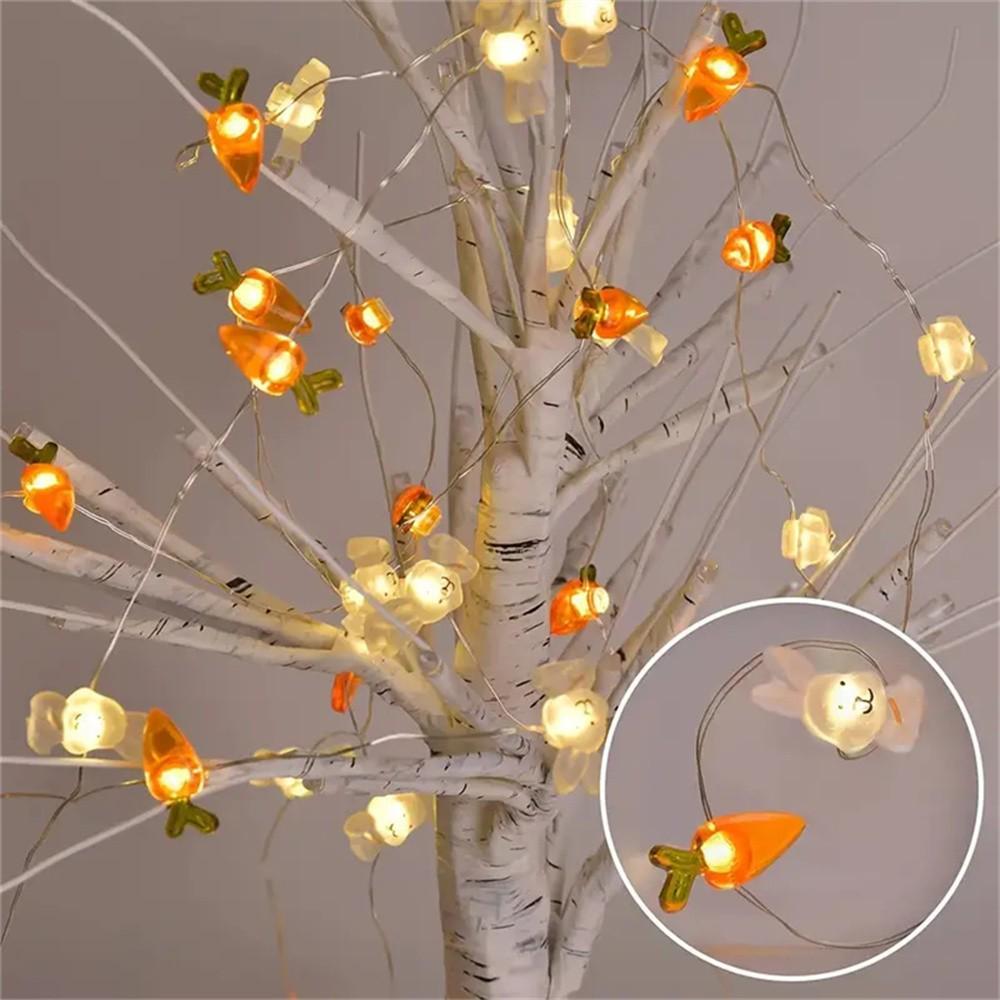 

Easter Bunny LED Carrot Copper Wire String Lights - Indoor Cartoon Luminous Decoration 2m 20 Lights