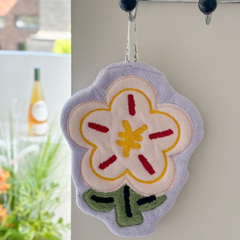 Money Flower Hand Towel,Hangable Organic Cotton Kitchen Towel,Soft Absorbent Quick-Dry Bathroom Towel Quick-Dry Non-Shedding