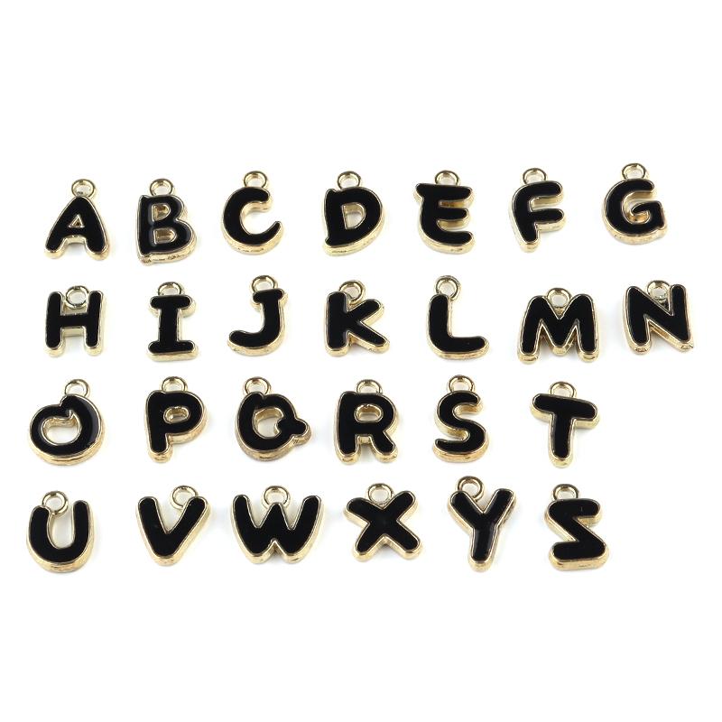 26pcs/lot 8mm Letter Charms Bulk Enamel Charms For Jewelry Making Alphabet Initial Letter Pendant For DIY Bracelet Necklace