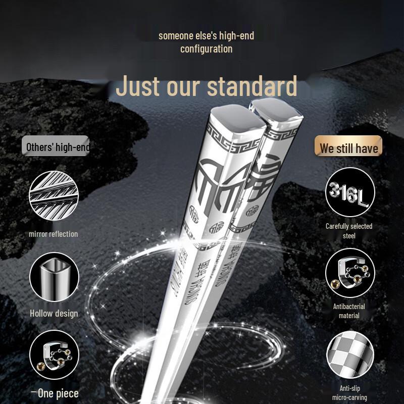Xihe Anti-slip Stainless Steel Chopsticks
