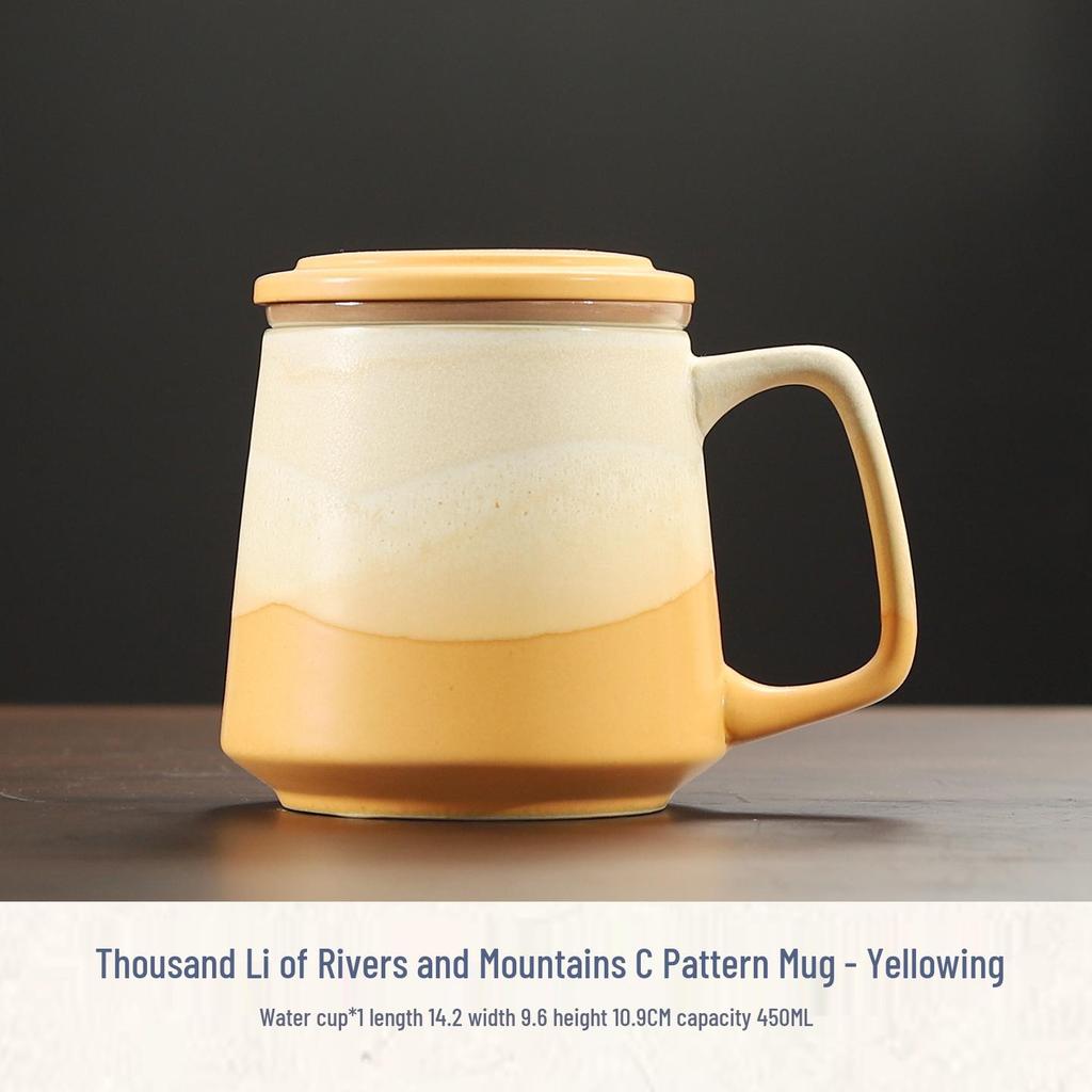 High-Value Ceramic Mug with Tea and Water Separation, Lid, and Filter - Perfect Souvenir or Gift for Annual Meetings