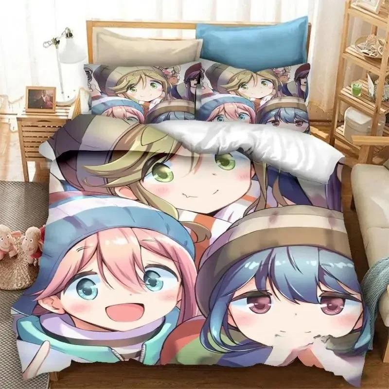 3D Print  Anime Yuru Camp Bedding Set Printed Duvet Cover Pillowcase Single Double Queen Super King Size Sets