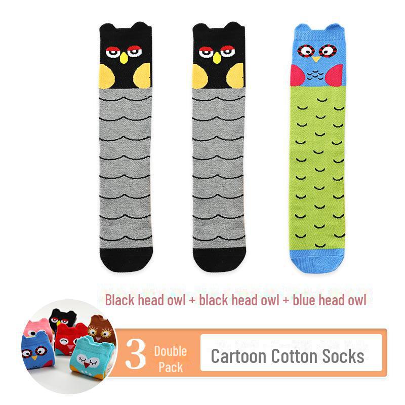 Kids' Cute Cartoon Knee-High Socks for Spring & Autumn - Mid-Tube, Long Pile Socks for Girls & Babies