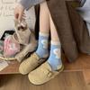 Winter Thick and Warm Ladies' Woolen Socks Featuring Cute Cartoon Puppies, Mid-calf Socks Suitable for Home Sleeping.