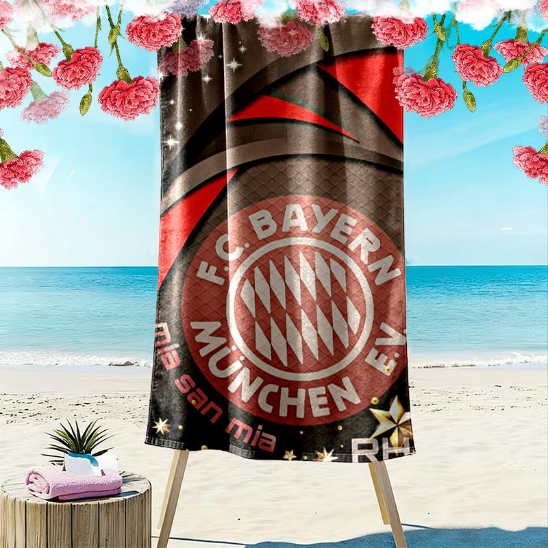 FC Bayern Munich Print Beach Towel, Large Soft Quick Dry Towel for Beach Camping Swimming