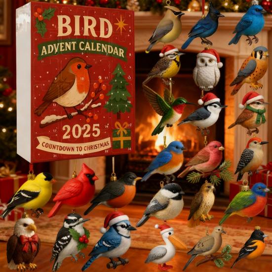 Christmas Advent Calendar Bird Design 24-Day Countdown Decoration Kid Surprise Advent Calendar Holiday Decor
