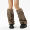 Western Cowboy Style Furry Leg Warmers Brown Retro Hot Girl Faux Fur Sock Covers Long Hair Boot Socks Warm