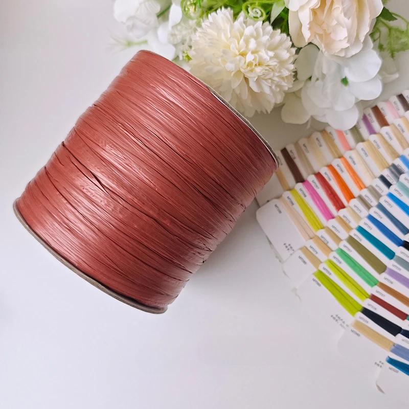 600M Raffia Strohgarn Häkelgarn für DIY Stricken Sommerstrohhut Handtaschen Kissen Handgeflochtenes Strohgarn